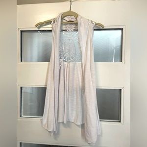 Copper Key overlay white. Back has a crochet detail.